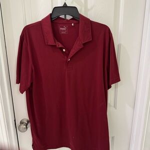 Puma Men's Maroon Short-Sleeve Polo